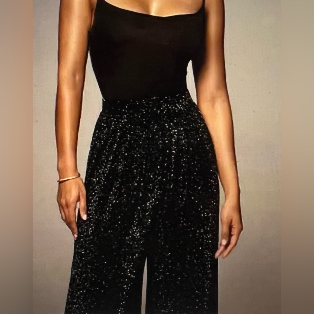 Boohoo Shiny Wide Leg Pants Women Long Pants Size 2